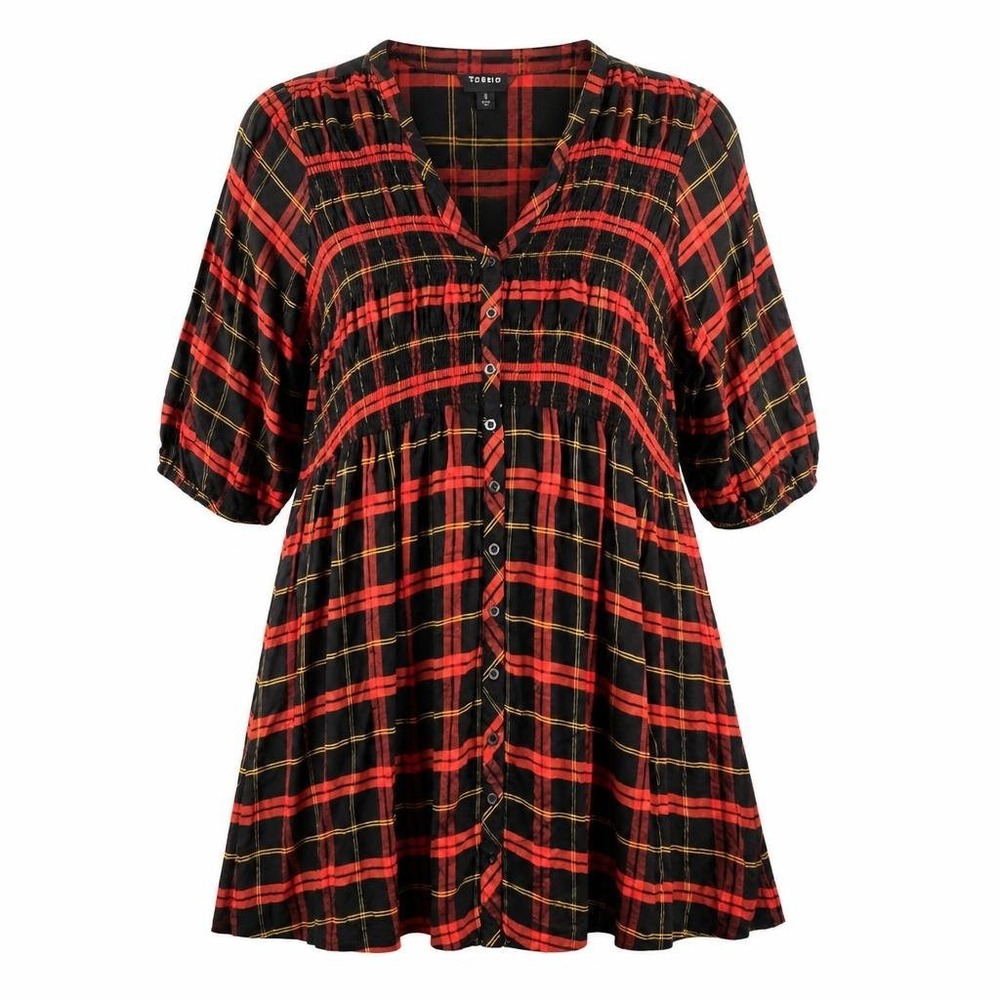 Torrid 3 Dress Womens Red Black Plaid Midi Boho Plus Cabin Cottage Rustic READ